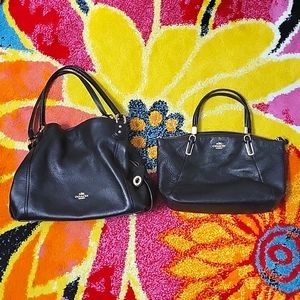 2 COACH BLACK PEBBLED LEATHER BAGS